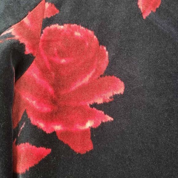 Talbots Blazer Jacket Womens Size 10p Petite Black Velvet Red Rose Cotton - Picture 6 of 9